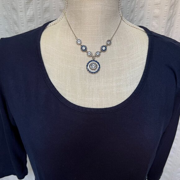 FINAL SALE - LAST CHANCE!  Great Cha Cha Vente Navy Top with 3/4 Sleeve - Picture 2 of 9